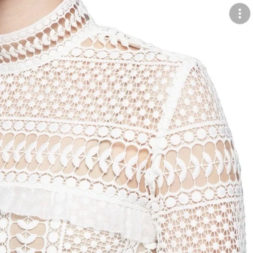 Self Portrait Crochet Lace Panel Long Sleeve Blouse - Picture 3 of 7
